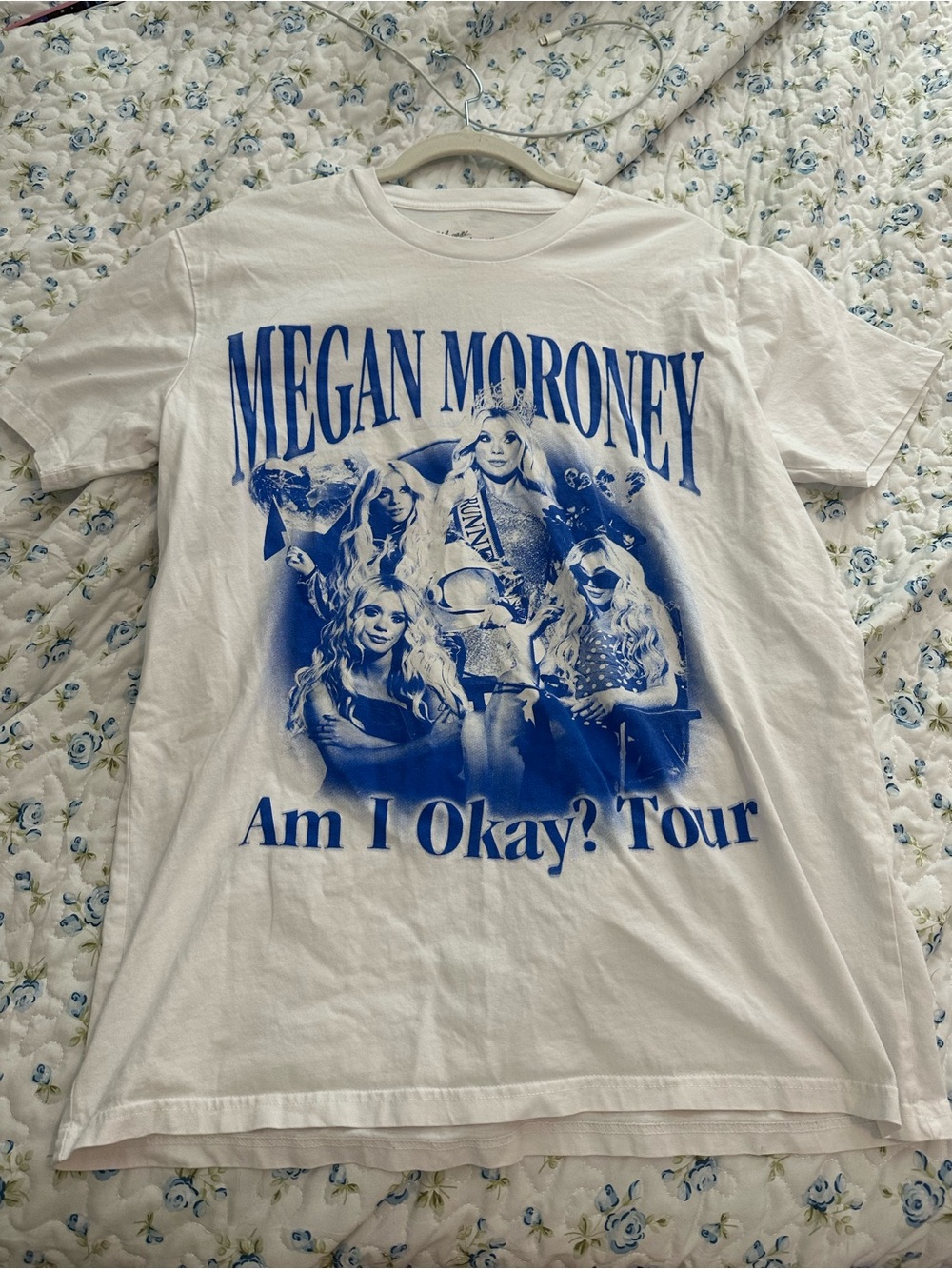 'Am I Okay? Tour' Short Sleeve Graphic Tee - White/Blue